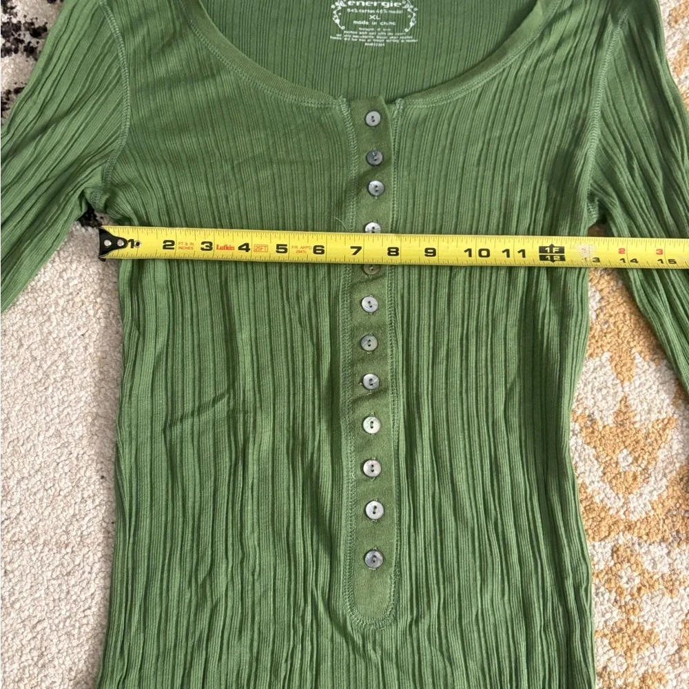 Energie Olive Long Sleeve Ribbed Top - Picture 6 of 6